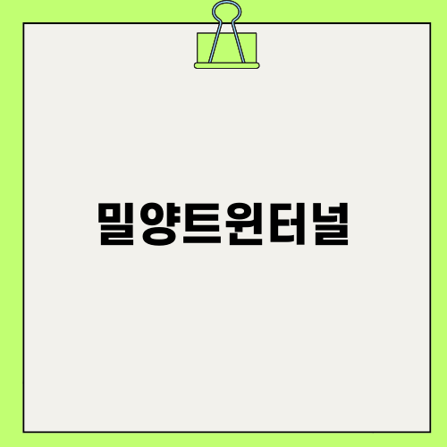 밀양트윈터널에서의 특별한 하루